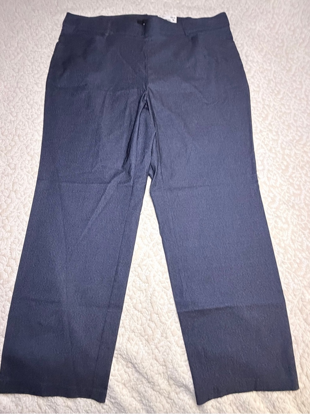 Rafaella Navy Cropped Straight-Leg Pants